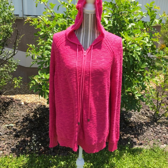 Ellen Tracy Rose color zipper XL Hooded Jacket - Picture 6 of 7